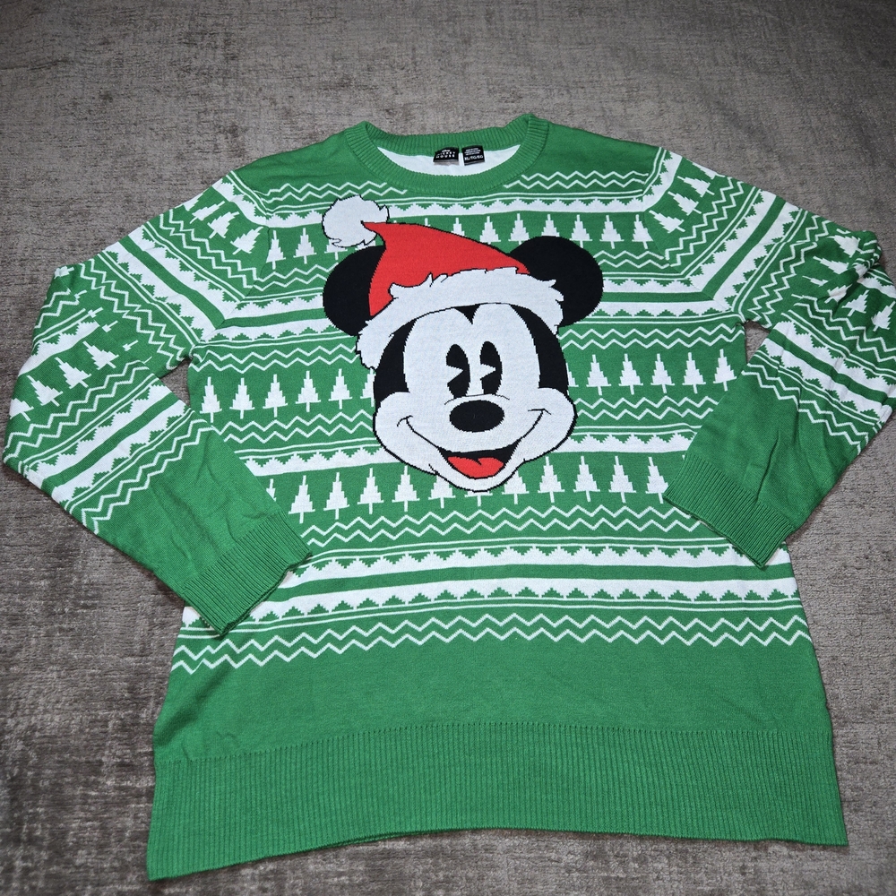 Micky Mouse w. Santa Hat Ugly Xmas Sweater, XL, Official Disney Merchandise